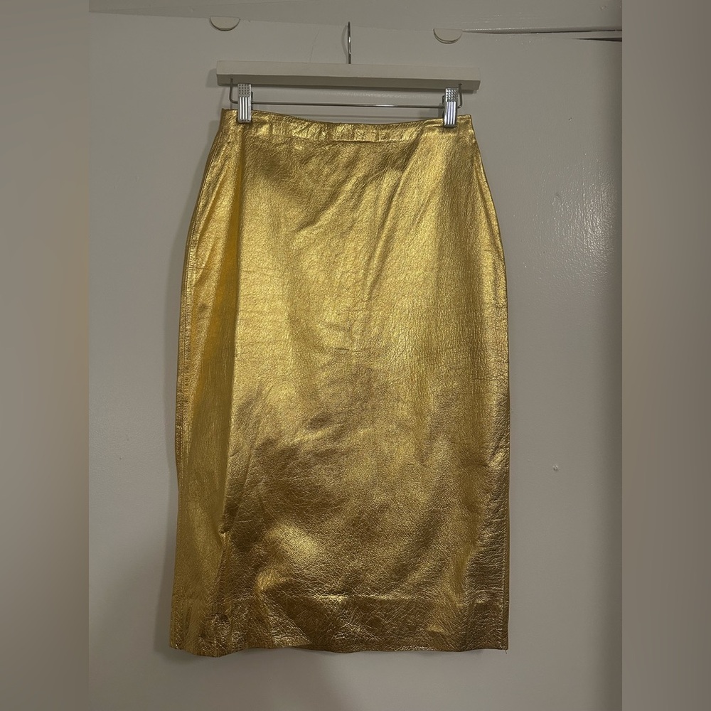 Zara gold leather pencil skirt size XS